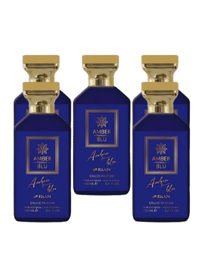 Faan 5 Pieces Amber Forever Blu Perfume For Unisex 100ml EDP - Image 1