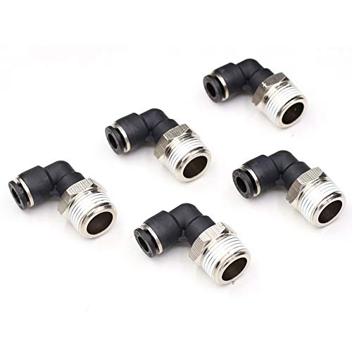 CEKER 1/4 Elbow Male Airlines Push Fittings 90 Degree Push to Connect Fittings Air Fittings, PL 3/8" Tubing Od x 1/4" Npt Thread Pneumatic Push In Connectors Quick Connect Tube Fittings 5Packs - Image 1