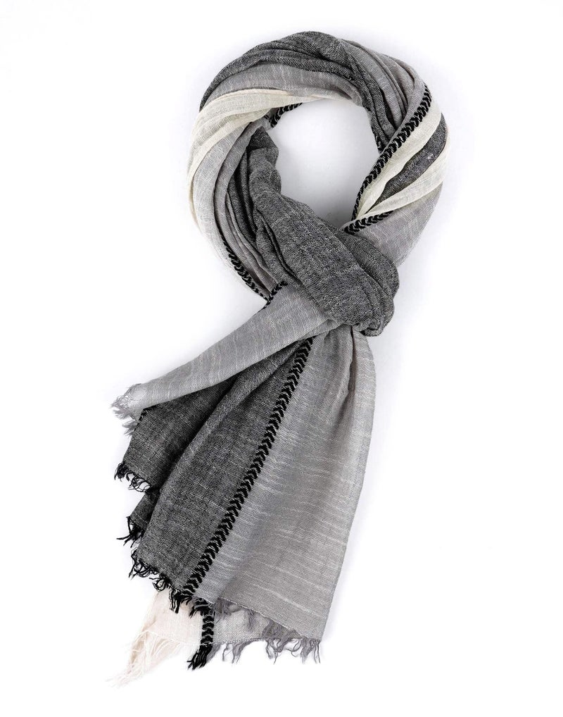 GERINLY Color Block Autumn Scarf for Men Long Neck Wraps Shawl Urbanstyle Scarf Gift for Men (Black Gray Beige) - Image 1