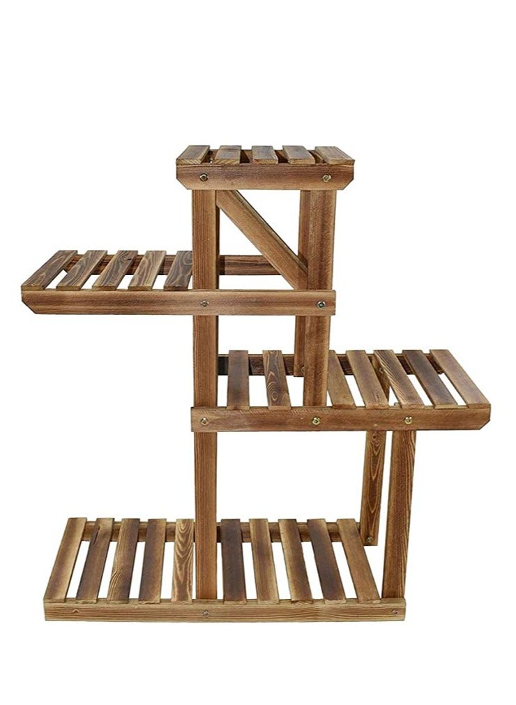 Generic FFD Wooden Plant Stand with 4 Shelves Multi-Tier Floor Standing Rack for Indoor & Outdoor Use, Perfect for Balcony, Living Room, Patio, and Garden  - Image 2