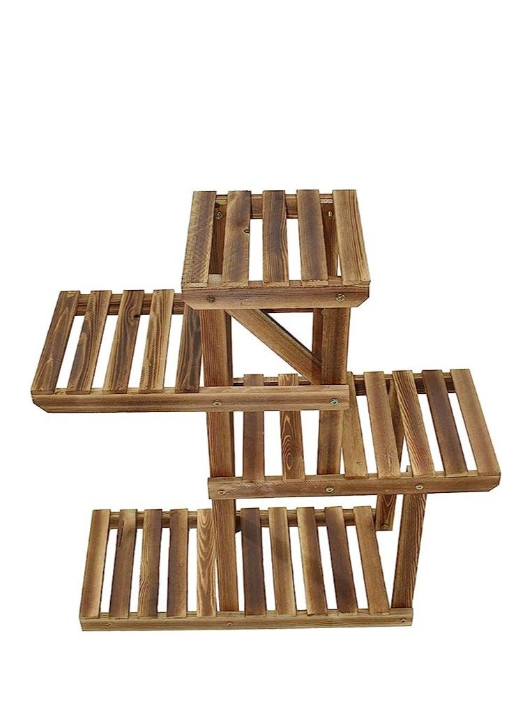 Generic FFD Wooden Plant Stand with 4 Shelves Multi-Tier Floor Standing Rack for Indoor & Outdoor Use, Perfect for Balcony, Living Room, Patio, and Garden  - Image 4