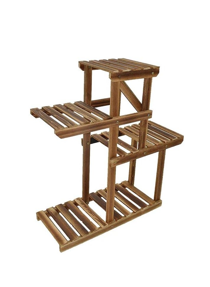 Generic FFD Wooden Plant Stand with 4 Shelves Multi-Tier Floor Standing Rack for Indoor & Outdoor Use, Perfect for Balcony, Living Room, Patio, and Garden  - Image 3
