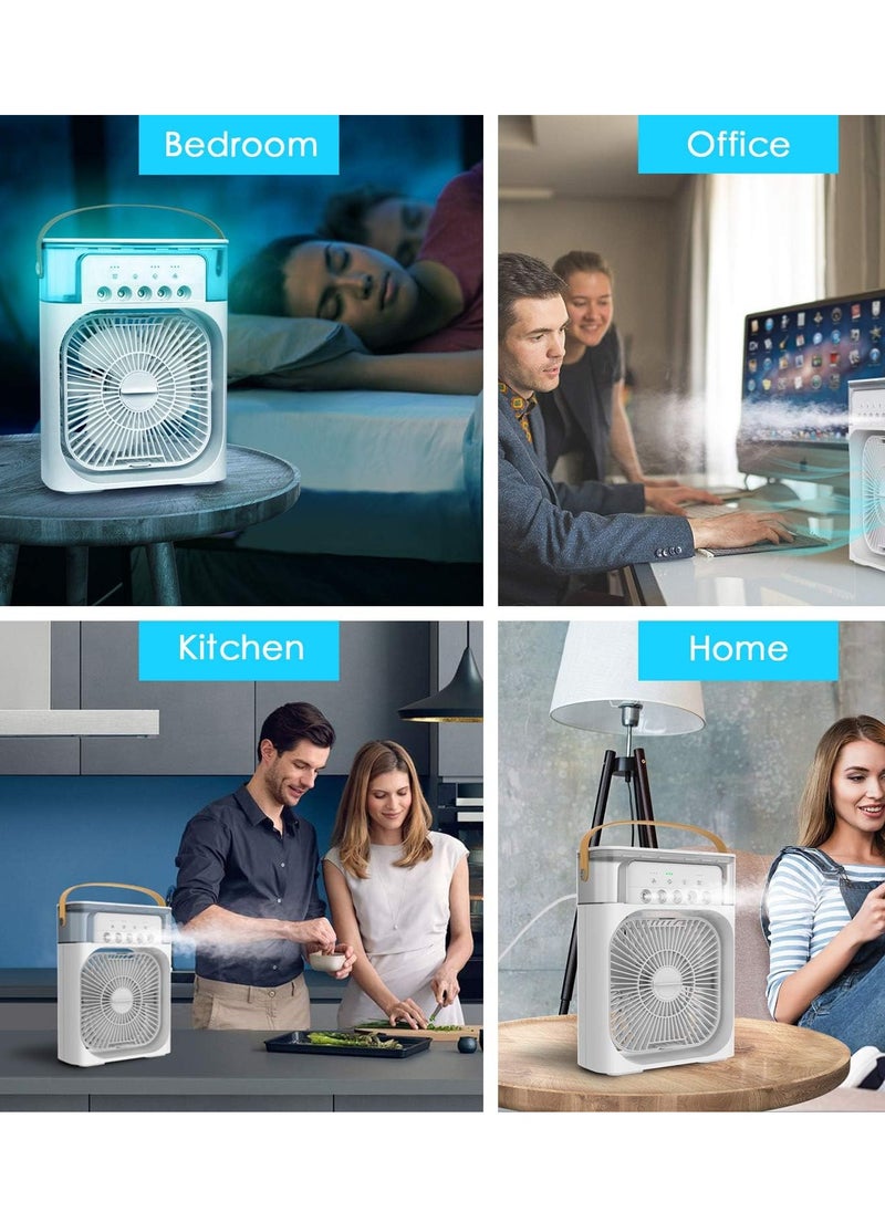 Houmt Air Cooler Fan Portable Air Conditioner Fan Mini Evaporative Cooler 3 Spray Modes 7 Colors LED Light USB Powered Desktop Cooling Misting Fan 3 Speeds 360°Adjustable for Office Home Room  - Image 3