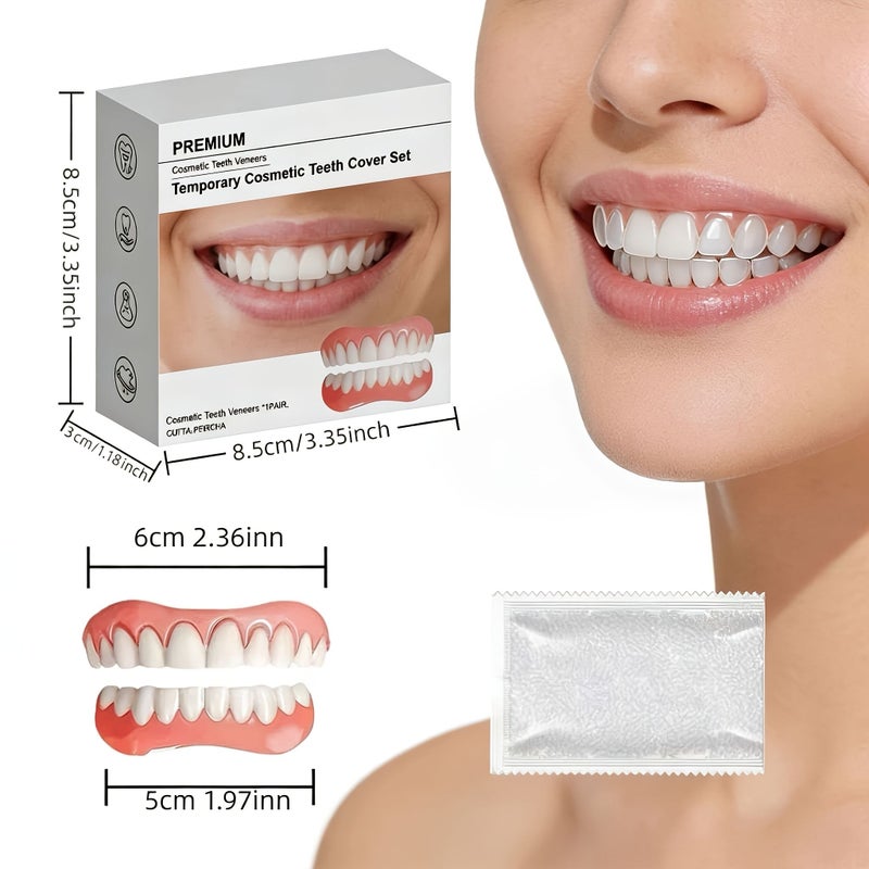 Set Of 1 Box Natural Upper Lower Veneers For No Teeth Comfortable Easy Install Remove - Image 2