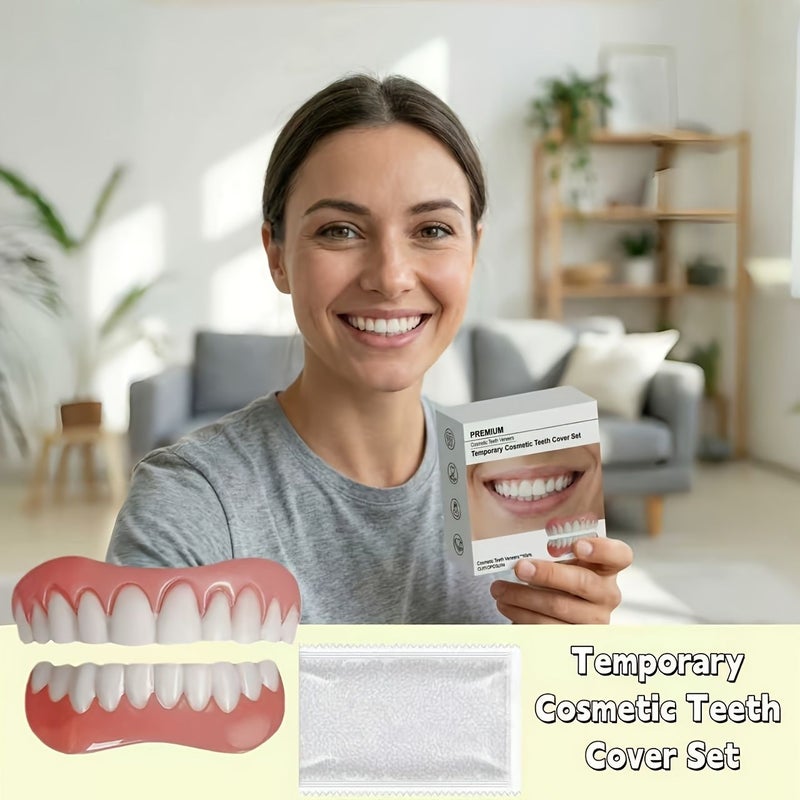 Set Of 1 Box Natural Upper Lower Veneers For No Teeth Comfortable Easy Install Remove - Image 3