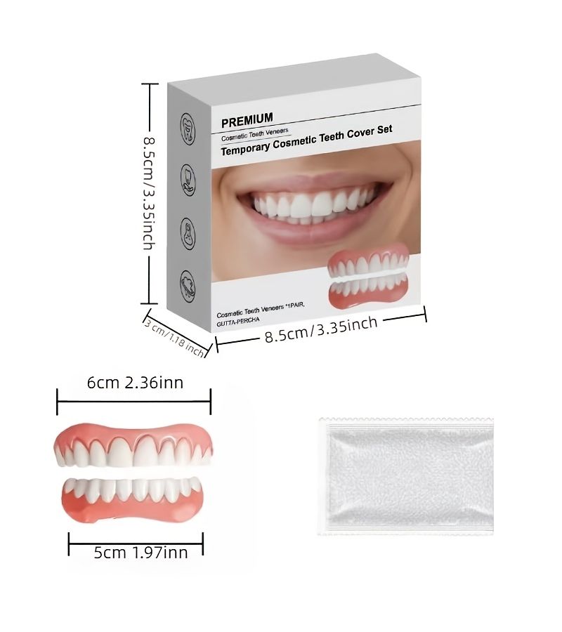 Set Of 1 Box Natural Upper Lower Veneers For No Teeth Comfortable Easy Install Remove - Image 5