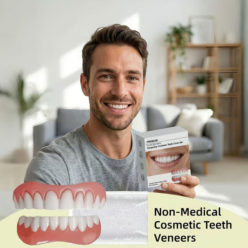 Set Of 1 Box Natural Upper Lower Veneers For No Teeth Comfortable Easy Install Remove - Image 1