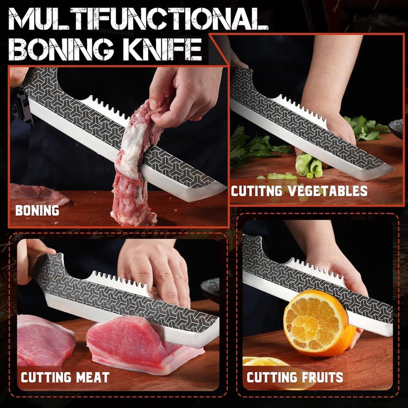 ROCOCO Butcher Meat Cleaver Knife - Boning Knife with Sheath for Kitchen Camping BBQ Birthday Thanksgiving Christmas Gift 8.8" - Image 4