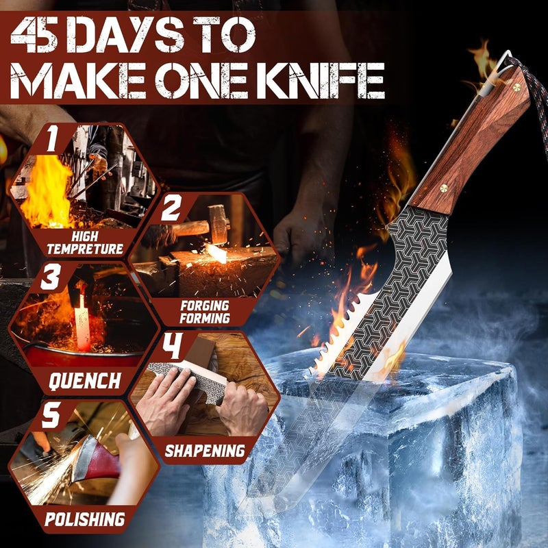 ROCOCO Butcher Meat Cleaver Knife - Boning Knife with Sheath for Kitchen Camping BBQ Birthday Thanksgiving Christmas Gift 8.8" - Image 3