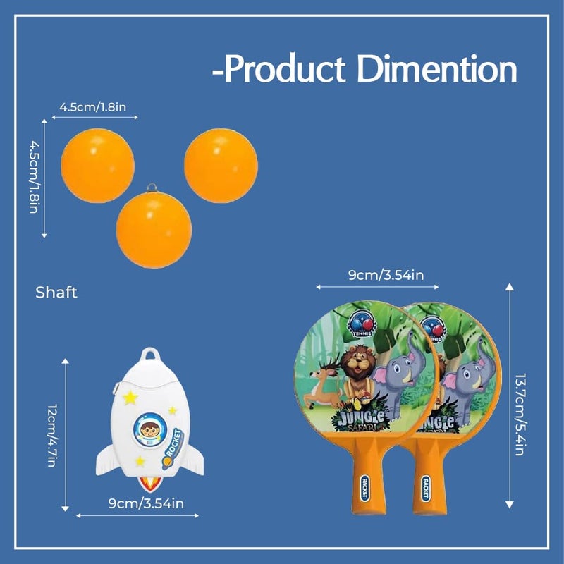 Braintastic طاولة تنس الطاولة المعلقة للعبة بينغ بونغ - مجموعة تدريب داخلية وخارجية مع كرتين معلقتين، 2 مضرب وعمود كهربائي واحد مناسب لجميع الفئات العمرية (سفاري الغابة) - Image 2