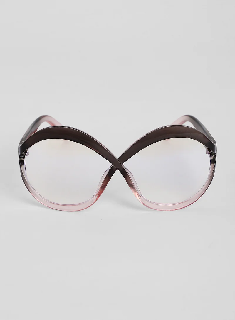 صوص هاوت Haute Sauce Women's The Ombre Twist Oversized Sunglasses For Casual Wear | One-Size | Midnight Black Polycarbonate Frame | Transparent Polarized Lens | Full Rim | Eyewear For Woman & Girls