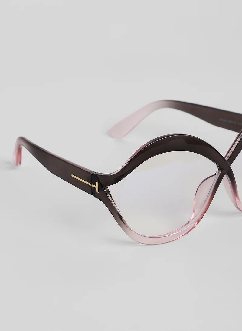 صوص هاوت Haute Sauce Women's The Ombre Twist Oversized Sunglasses For Casual Wear | One-Size | Midnight Black Polycarbonate Frame | Transparent Polarized Lens | Full Rim | Eyewear For Woman & Girls