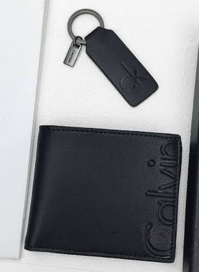 CALVIN KLEIN JEANS PLUS Calvin Klein Black Leather Wallet-Keychain Set For Men - Image 4