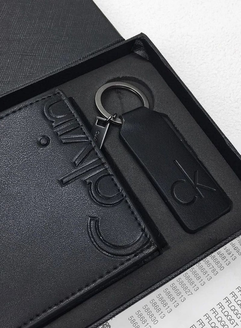 CALVIN KLEIN JEANS PLUS Calvin Klein Black Leather Wallet-Keychain Set For Men - Image 3