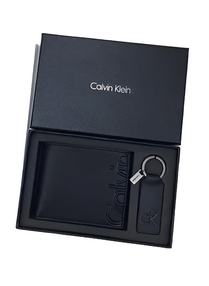 CALVIN KLEIN JEANS PLUS Calvin Klein Black Leather Wallet-Keychain Set For Men - Image 1