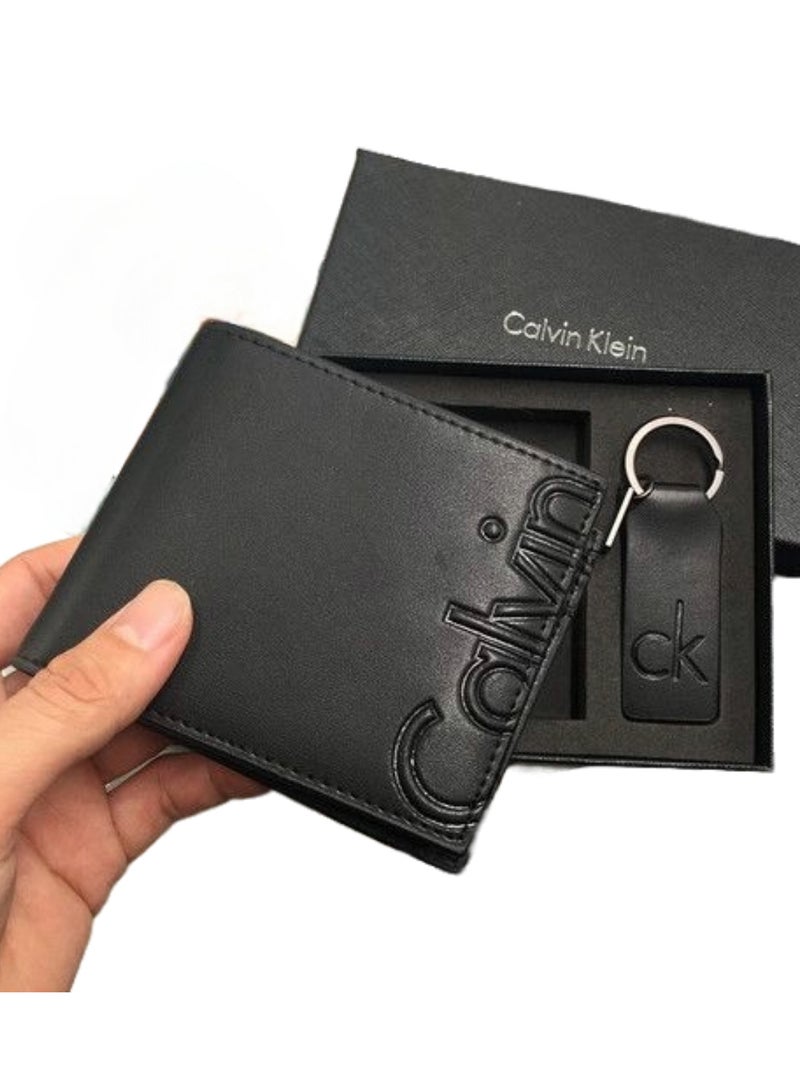 CALVIN KLEIN JEANS PLUS Calvin Klein Black Leather Wallet-Keychain Set For Men - Image 2