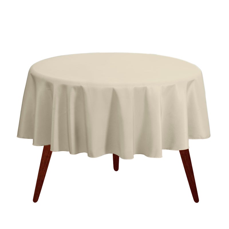 Gee Di Moda Round Tablecloth 70 Inch Ivory Round Table Cloth for 24 to 48 Inch Round Tables Heavy Duty Washable Fabric for Buffet Table Holiday Party Dinner Wedding Baby Shower