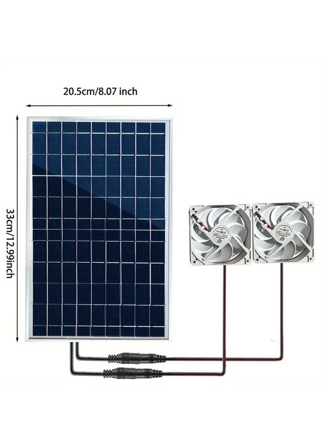 20W Solar Panel Dual Fan Portable Outdoor Cooling Fan For Coop Greenhouse - Image 5