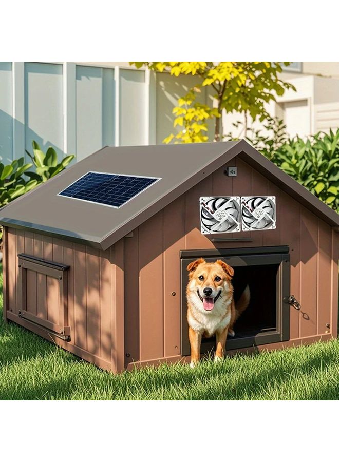 20W Solar Panel Dual Fan Portable Outdoor Cooling Fan For Coop Greenhouse - Image 4