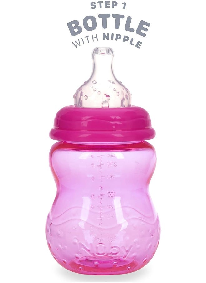 Nuby Nuby 3 Stage Tritan Wide Neck Grow with Me No-Spill Bottle to Cup  - Image 2