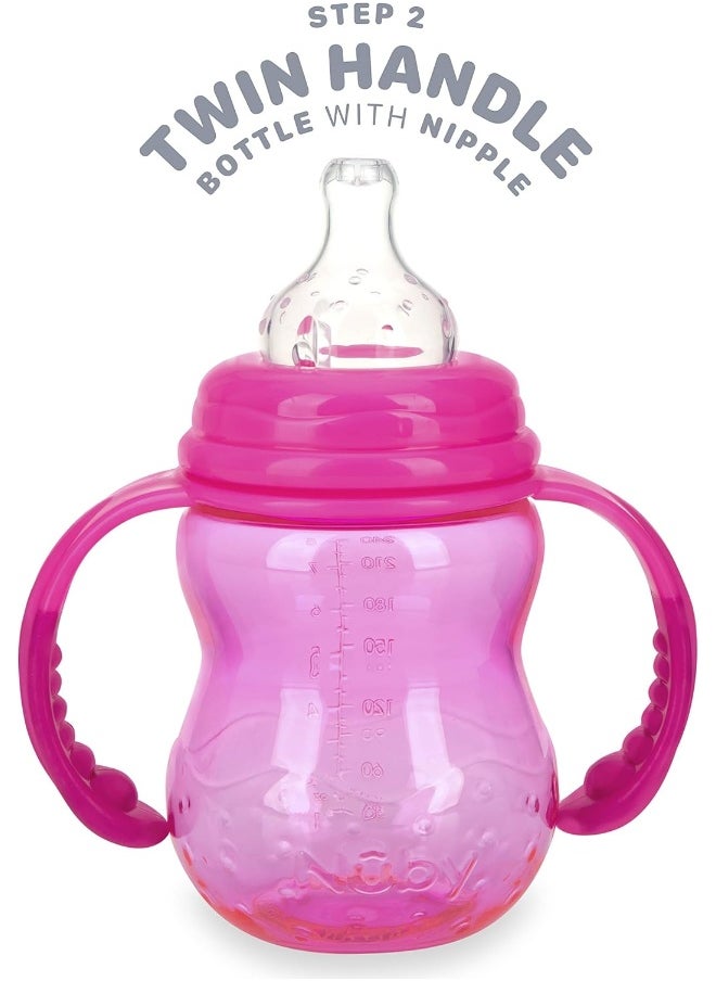 Nuby Nuby 3 Stage Tritan Wide Neck Grow with Me No-Spill Bottle to Cup  - Image 3