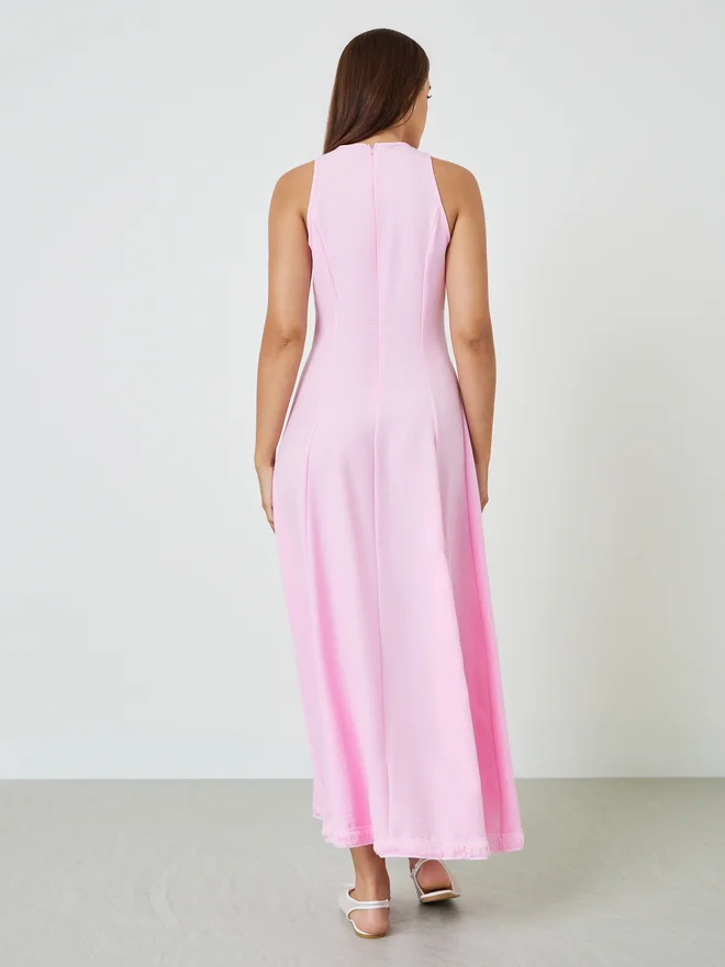 Styli pink Styli Pink Sleeveless Casual A-Line Maxi Dress for Women | Best Price UAE