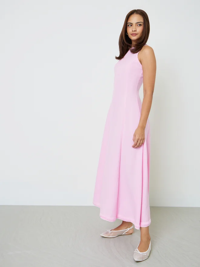 Styli pink Styli Pink Sleeveless Casual A-Line Maxi Dress for Women | Best Price UAE