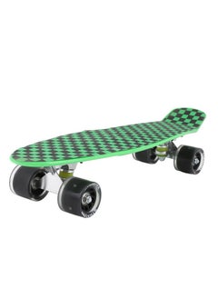 STRAUSS STRAUSS Cruiser Skateboard| Penny Skateboard| Casterboard| Hoverboard|Anti-Skid Board with ABEC-7 High Precision Bearings|PU Wheel with Light |Ideal for 8 Years and Above,22 X 6 Inch,(Checkered Green)  - Image 1