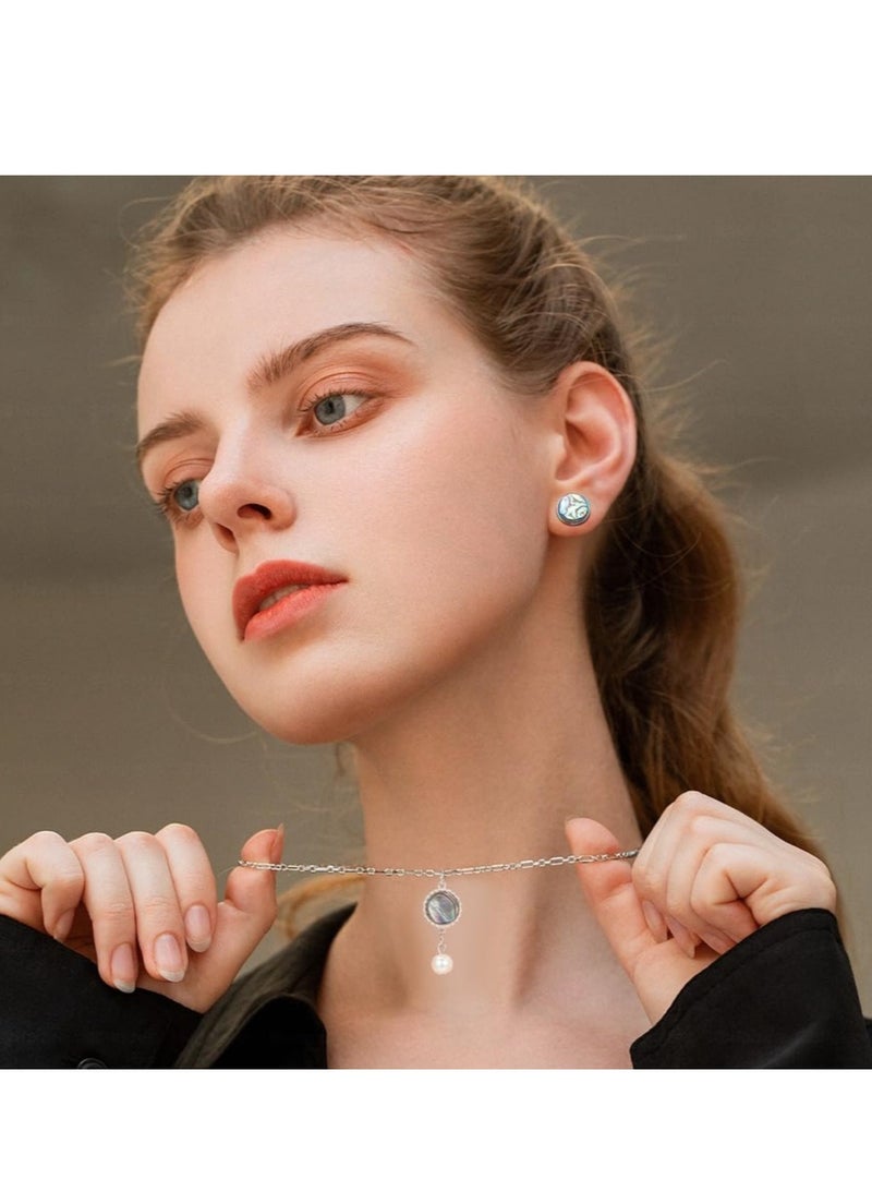 Excefore Natural Abalone Shell Cabochons, 12 Pcs 12mm No Hole Flat Round Shape Shell Coins, with Freshwater Shell Back, Unique Shell Jewelry Findings, for Bracelet Necklace Craft Jewelry Making - Image 5