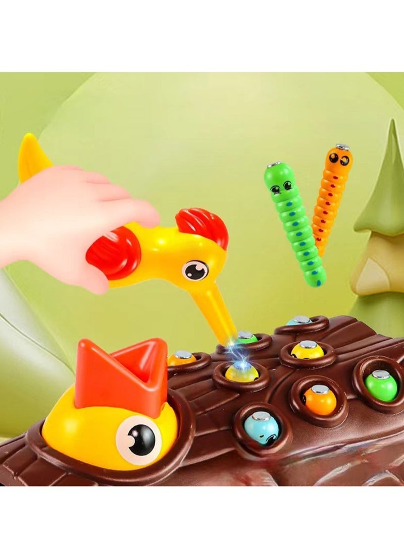 AROAQ Toddler Toy Game Set, Bird Catch And Feed Game, Safe And Durable Montessori Educational Toys, Portable Magnetic Bird Caterpillars Toy Set For Baby Boy Girl, (Blue Set A)  - Image 2
