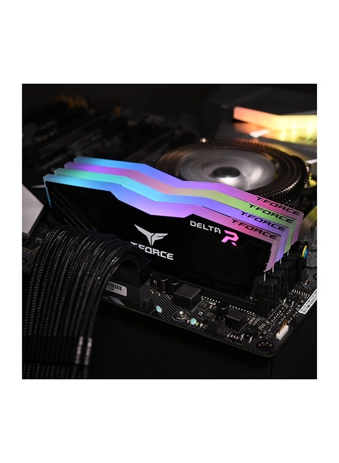 تيم جروب مجموعة ذاكرة سطح المكتب T-Force Delta RGB DDR4 سعة 16 جيجابايت (2 × 8 جيجابايت) 3600 ميجاهرتز CL18 1.35 فولت - موزع حرارة أسود، إضاءة RGB كاملة الإطار بزاوية 120 درجة، دعم XMP 2.0، موزع حرارة من سبائك الألومنيوم، متوافق مع Intel/AMD | TF3D416G3600HC18JDC01 - Image 2