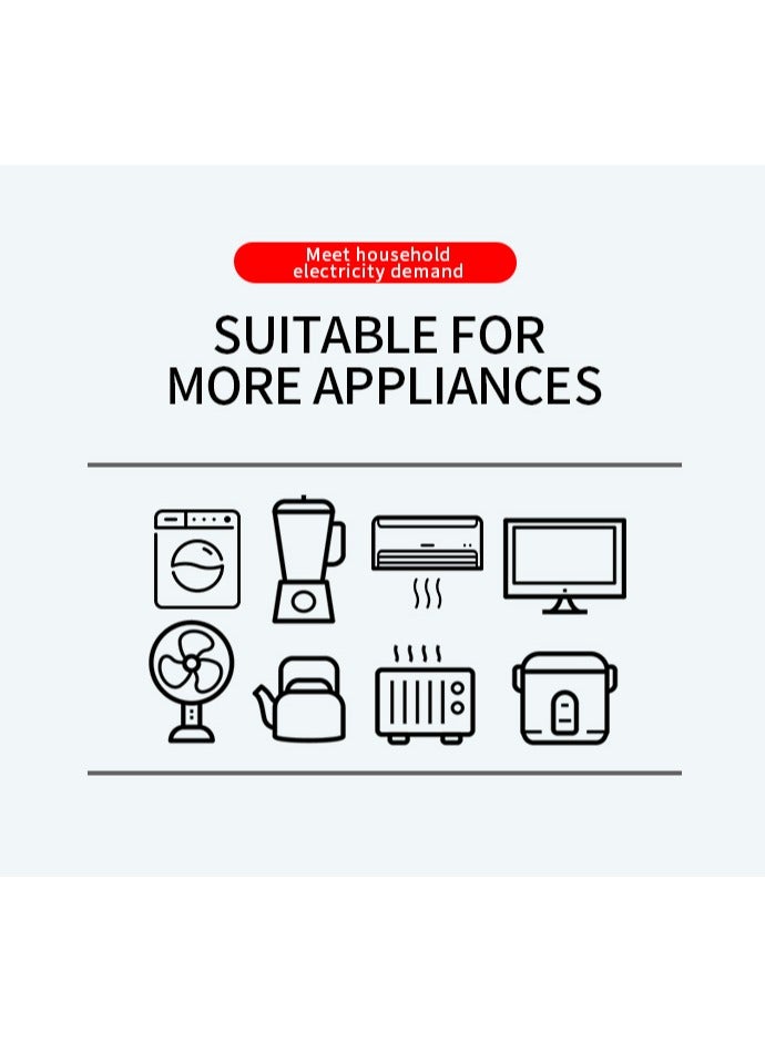 Sky View Surge Protector Power Strip-Flat Plug Extension Cord With 4 Outlets And 8 USB Ports And 2 Type-C Ports,2M Power Cord(3000W/16A/110V-265V)PC Flame Retardant Material,Pure Copper Core - Image 2