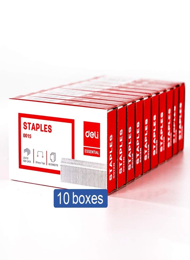 Leven Deli 5,000 Staples - Fits 60 Sheet Capacity Stapler, 3/8" Leg Length, 70 Sheet Capacity, 23/10, Jam Free Sharp Chisel Point Design - 10 Boxes of 500 - Image 1