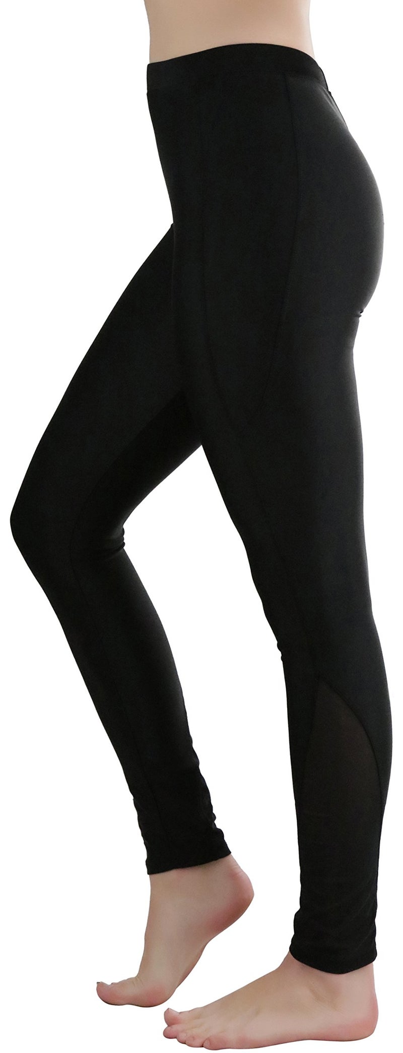 ToBeInStyle Women's Skinny Water Ankle Length Leggings - Black/Mesh - Medium - Image 3
