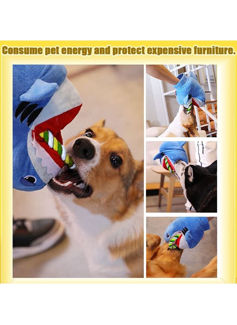 KASTWAVE Squeaky Plush Dog Toy,Funny Stuffed Dog Rope Toy for Small Medium Dogs,Cute Puppy Teething Chew Toy for Interactive Training,Durable Dog Tug Toy for Boredom and Stress,Soft Shark Pet Toy with Squeaker  - Image 4