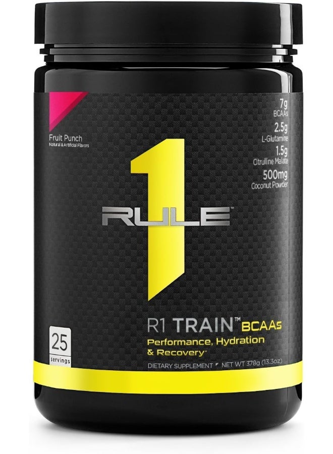 RULE ONE Train Bcaa'S 100% Performance, Hydration And Recovery Dietary Supplement Fruit Punch 25 Servings 378G - Image 1