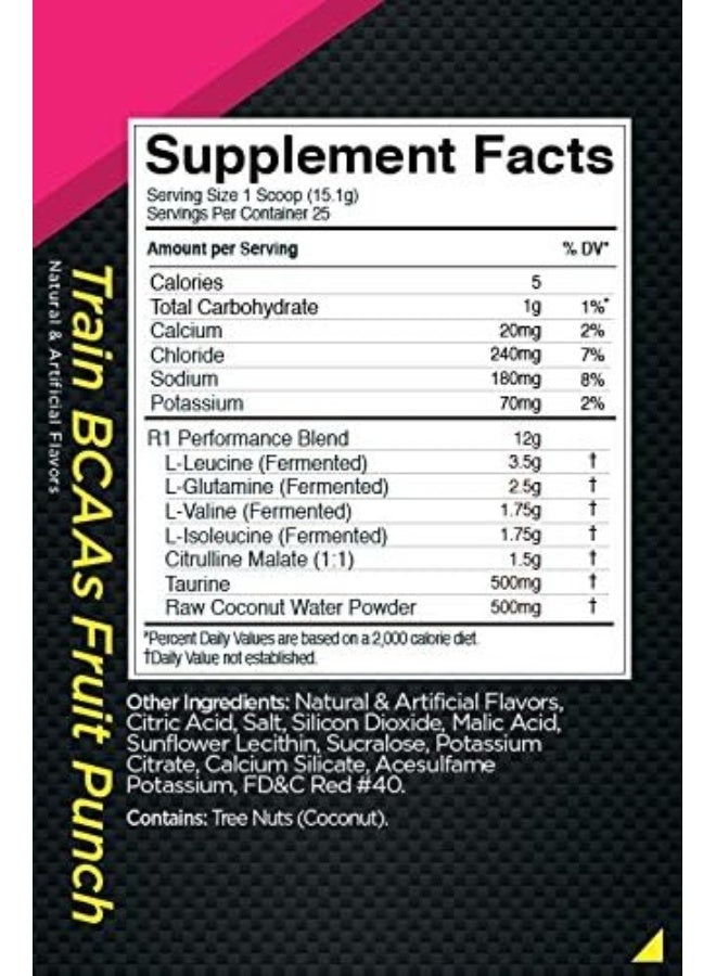 RULE ONE Train Bcaa'S 100% Performance, Hydration And Recovery Dietary Supplement Fruit Punch 25 Servings 378G - Image 2