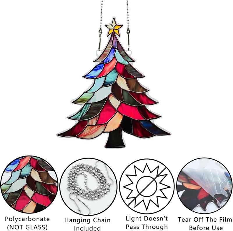 thmnj Christmas Tree Ornaments Colorful Window Hanging Decorations Home Wall Decor for Indoor Outdoor - Image 3