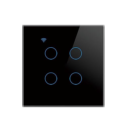 amiciSmart WIFI Touch Switch,4 Gang Wall Switch with Touch Button Compatible with Alexa, Google Assistant and SmartLife App, 10A 230VAC Smart Switch with Interlocking Feature (2300W) - Image 1