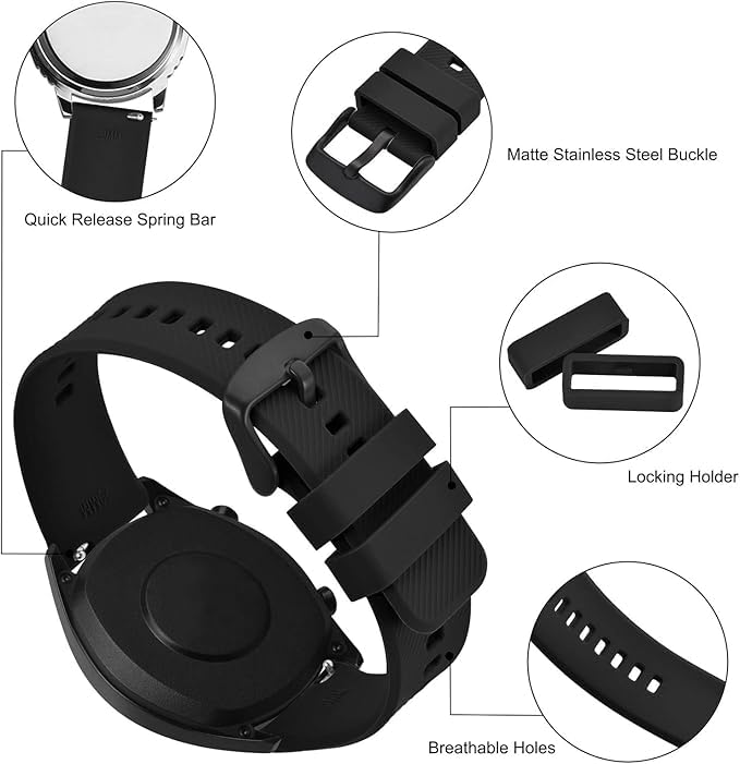 CERLINK 4Pcs 22mm SmartWatch Strap with Black Buckle for Fire Boltt/Boat/Noise/Amazfit/Oxy/Pulse/Beat/Boat Storm & All 19mm Lugs Watches - Image 5