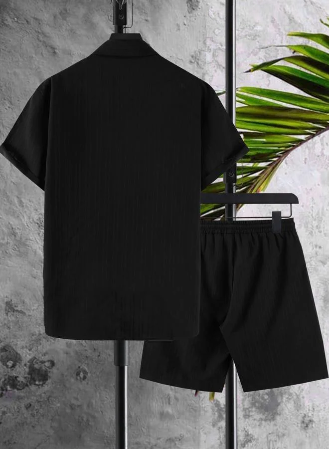 Take Two Men Plus Size Casual Shirt and Shorts Co-Ord Set