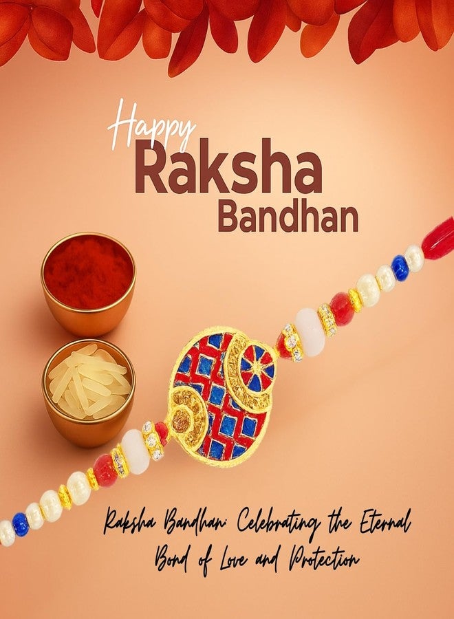 Sage Square Rakhi for Brother, Bhai with Roli Chawal | Raksha Bandhan | Designer Beads, Stones, Decorative Work | Stylish Handcrafted Rakhi Gifting for Sibling Festival Celebration (Type 10) - Image 2