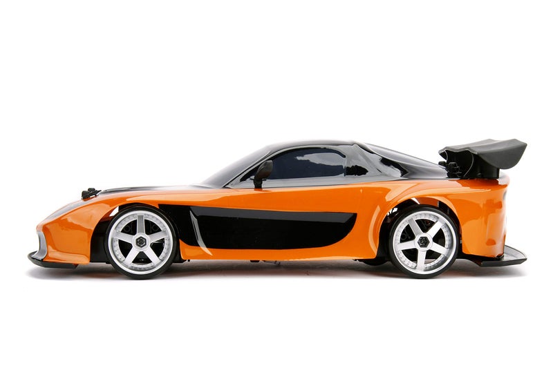 Jada Toys Fast & Furious Han’s Mazda RX-7 Drift RC Car, 1: 10 Scale 2.4Ghz Remote Control Orange & Black, Ready to Run, USB Charging (Standard) (99700) - Image 5