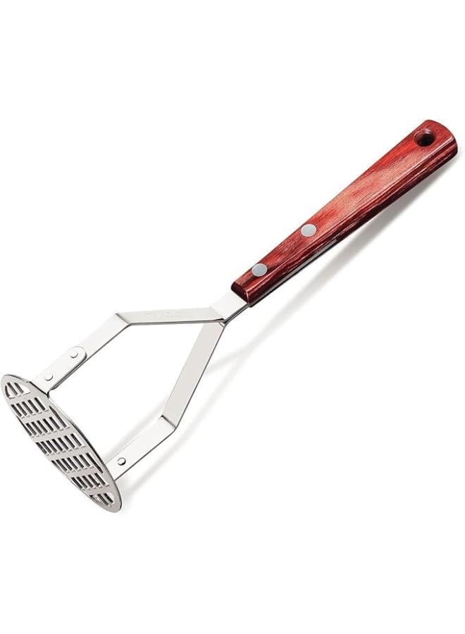 TRAMONTINA Ceramic Hand Potato Masher with Durable Polywood Handle, Heat-Resistant, Ergonomic Design, Non-Stick Surface, Ideal for Potatoes, Vegetables, and Fruits - Red - Image 1