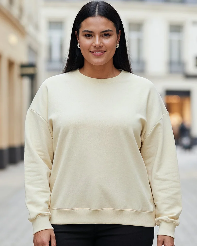 بيواكوف بلوزة نسائية بيج مقاس كبير فضفاضة