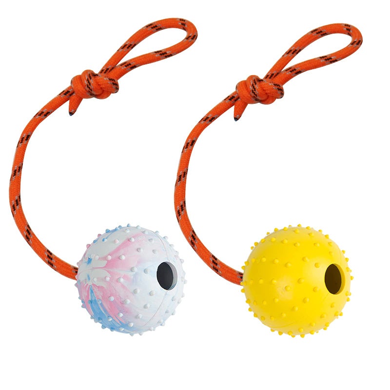 Nevperish 2 Pack Dog Ball, K9 Ball on Rope for Reward, Fetch, Play (6cm) - Image 1