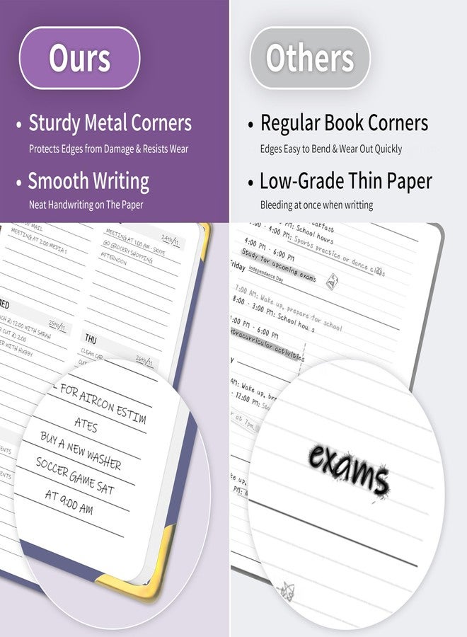 KAICN Undated Weekly Planner Hardcover with Metal Corner Notebook, A5 To Do List Planner, Habit Tracker Journal with adhesive binding, 5.7 x 8.0 inches-Purple - Image 3