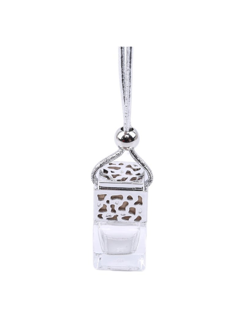 AROAQ Air Freshener Ornament, Elegant Design Perfume Bottle Pendant, Durable Essential Oils Auto Car Perfume Bottle. Refillable Car Air Freshener Diffuser For Decoration Fragrance, (1pc, Silver) - Image 1