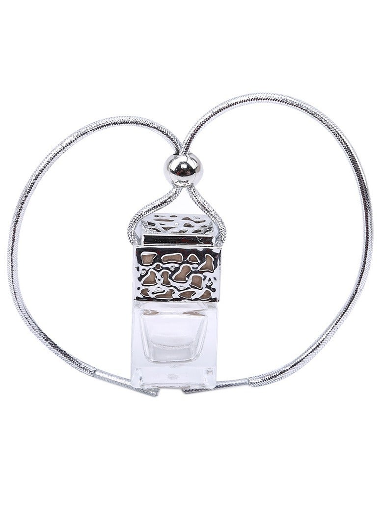 AROAQ Air Freshener Ornament, Elegant Design Perfume Bottle Pendant, Durable Essential Oils Auto Car Perfume Bottle. Refillable Car Air Freshener Diffuser For Decoration Fragrance, (1pc, Silver) - Image 3