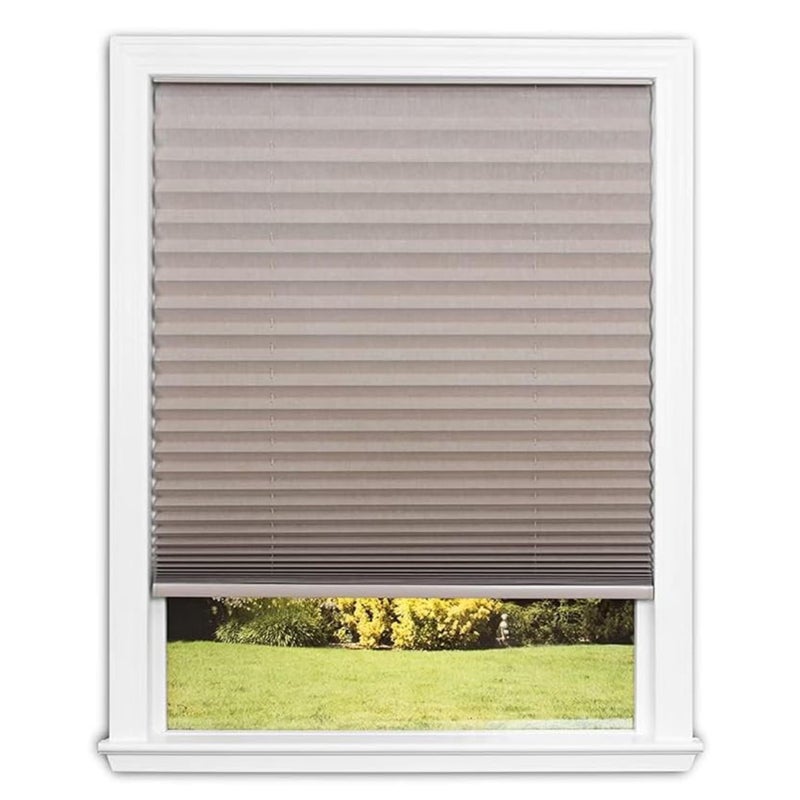 Redi Shade No Tools Easy Lift TrimatHome Cordless Pleated Light Blocking Fabric Shade Natural 48 W x 64 L Fits windows 31 in  48 in